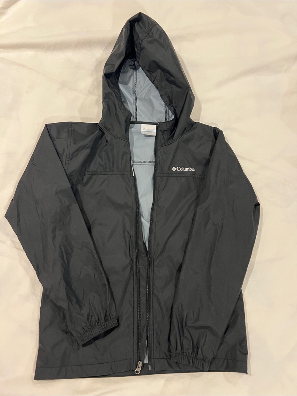 Columbia Kids Black Hooded Unlined Rain Jacket